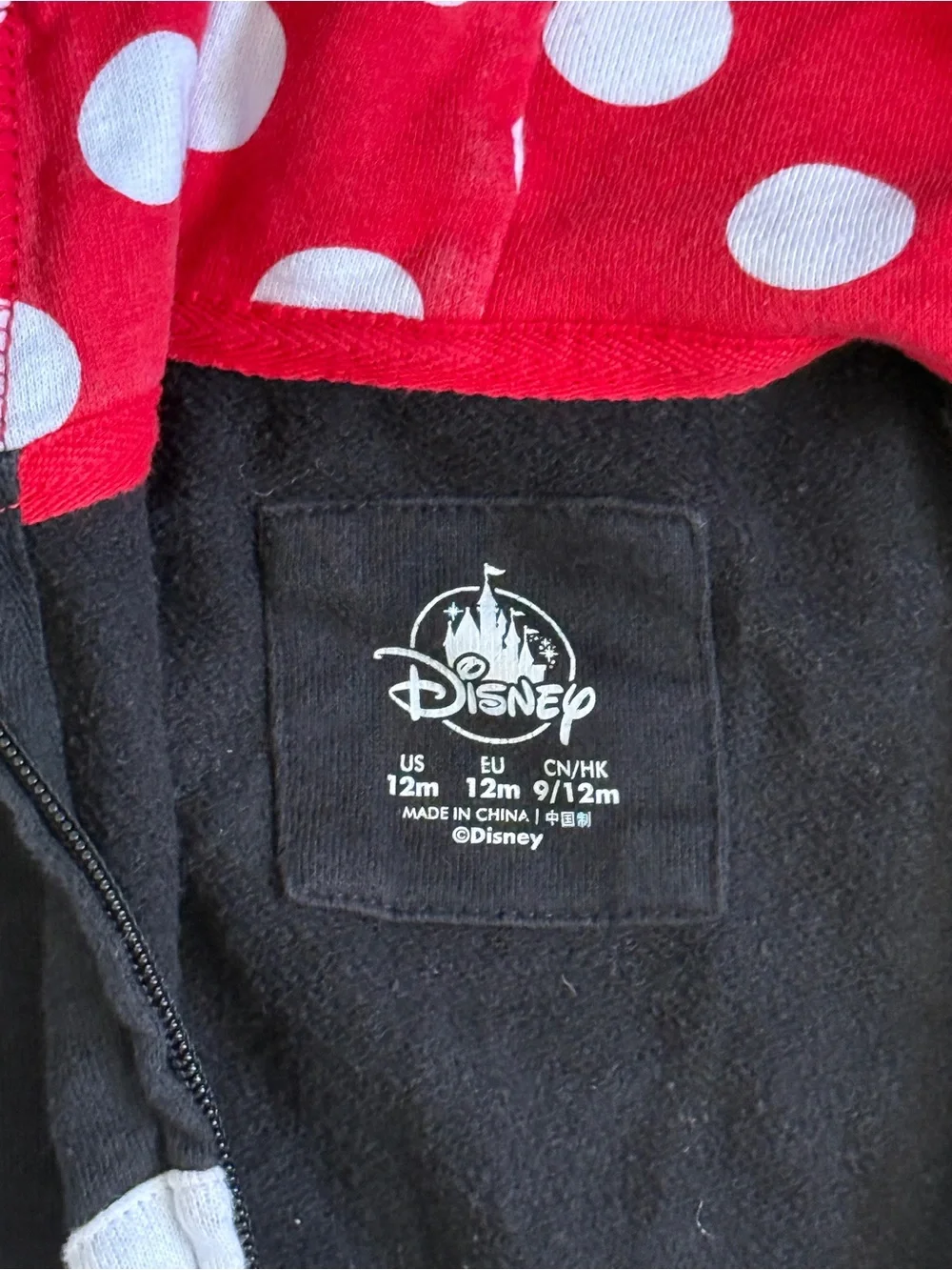 Disney Minnie Mouse Black and Red Polka Dot Hooded Jacket